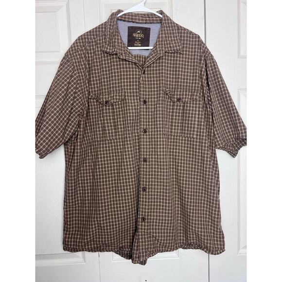 RedHead Other - Red Head Men's Short Sleeve Brown Plaid 100% Cotton Button Down Shirt Size XL